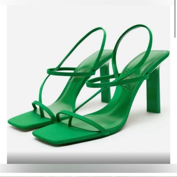 Zara Green Square Tor Sandals - Picture 2 of 4